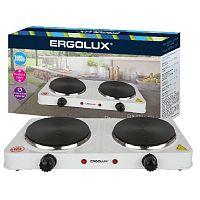 Электроплитка двухконфорочная дисковая Ergolux ELX-EP04-C01 ТЭН 2,0 кВт/220В Белая